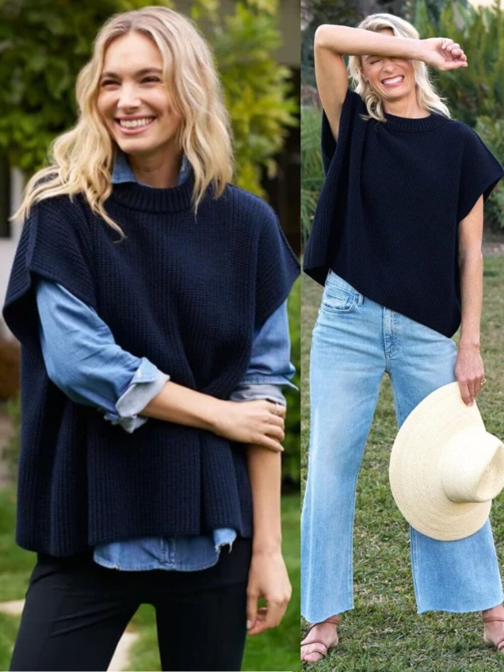 Frank & Eileen Montecito Vest Marine Navy Blue Knit Sweater Italian Size M